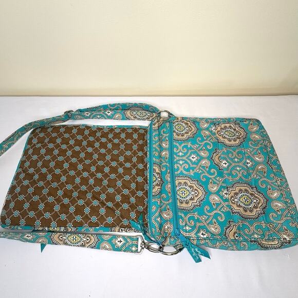 Vera Bradley Totally Turquoise Messenger Crossbody Bag Purse  | Retired Pattern - Picture 3 of 13